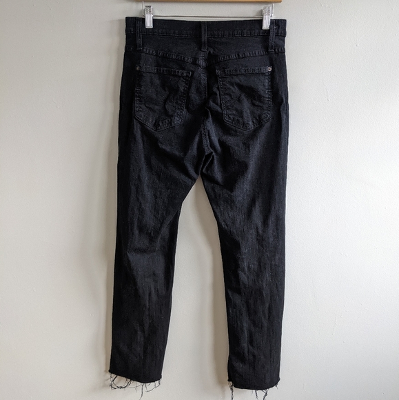 YOGA JEANS Washed Black Straight Leg Raw Hem Jeans 30 - Picture 3 of 11